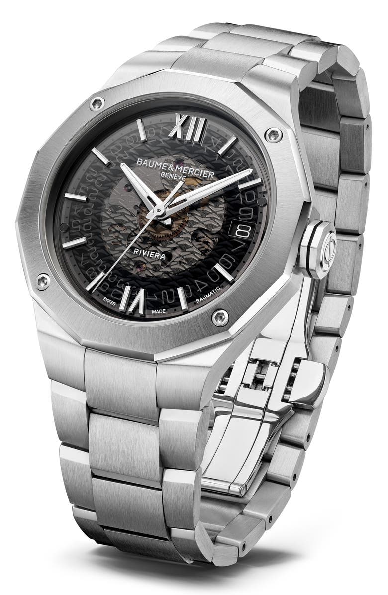 Baume & Mercier Riviera 10715 Automatic Bracelet Watch, 39mm, Alternate, color, Smoked Gray