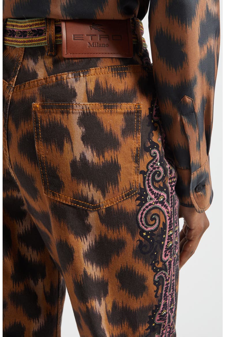 Animal Print Stretch Denim Bootcut Jeans, Alternate, color, DARK BROWN