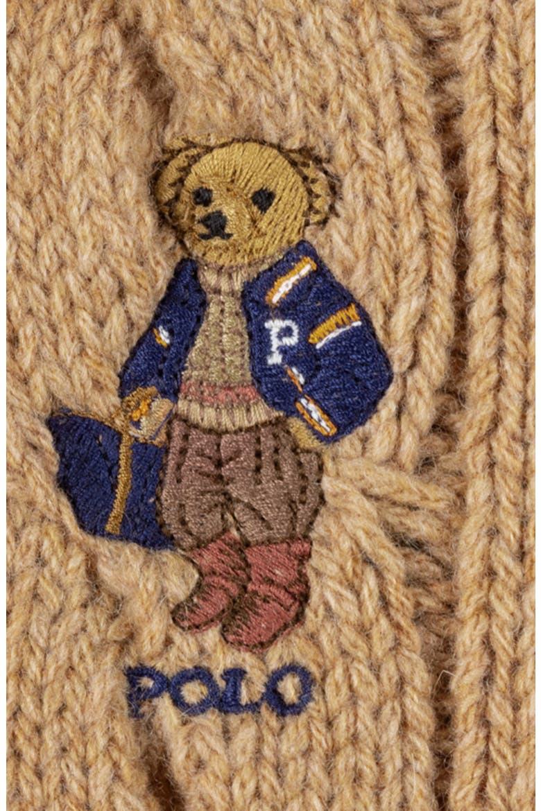 Polo Bear Wool Blend Cable Knit Scarf, Alternate, color, CLASSIC CAMEL