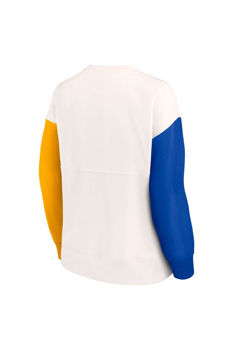 Women's Fanatics Branded White Los Angeles Rams Colorblock Primary Logo Pullover Sweatshirt, Alternate, color, White
