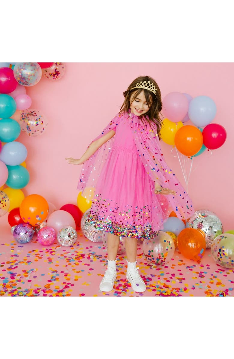 Sweet Wink Raspberry Confetti Short Sleeve Tutu Dress, Alternate, color, Raspberry