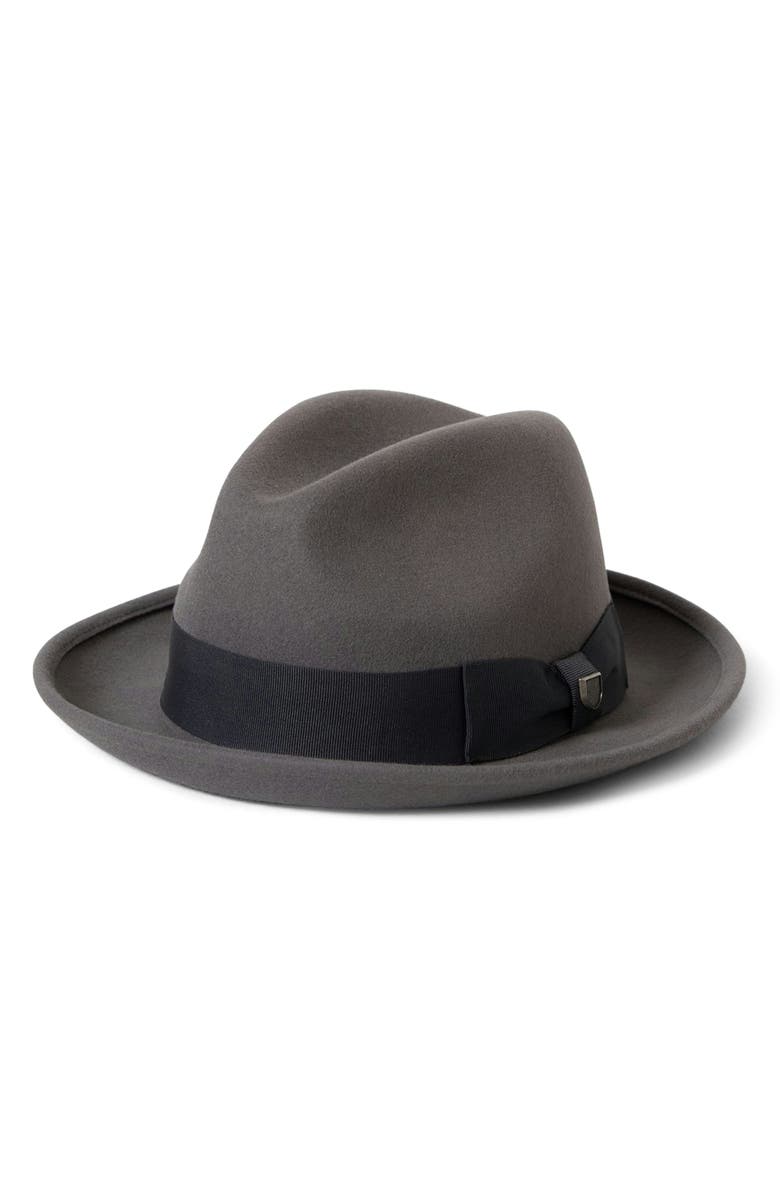 Brixton Horton Packable Wool Felt Fedora, Main, color, Grey/ Charcoal
