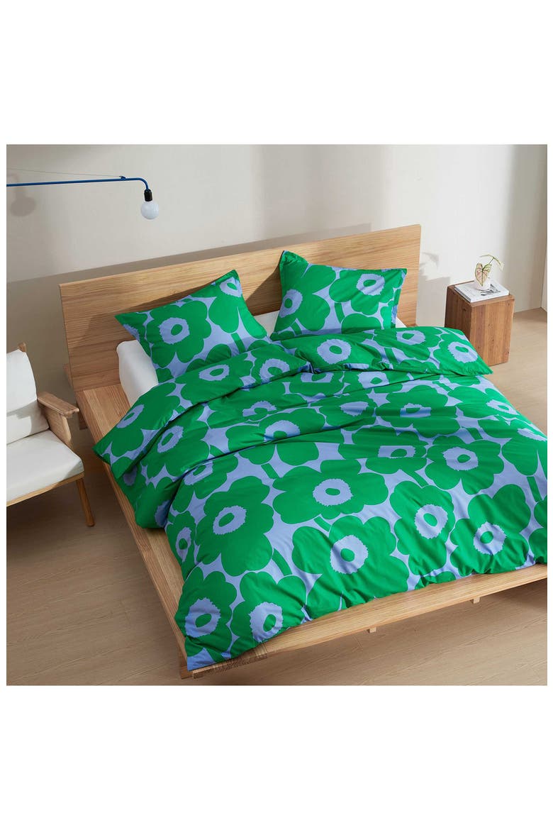 Unikko Cotton Percale Duvet Cover & Shams Set, Alternate, color, MEDIUM / DARK GREEN