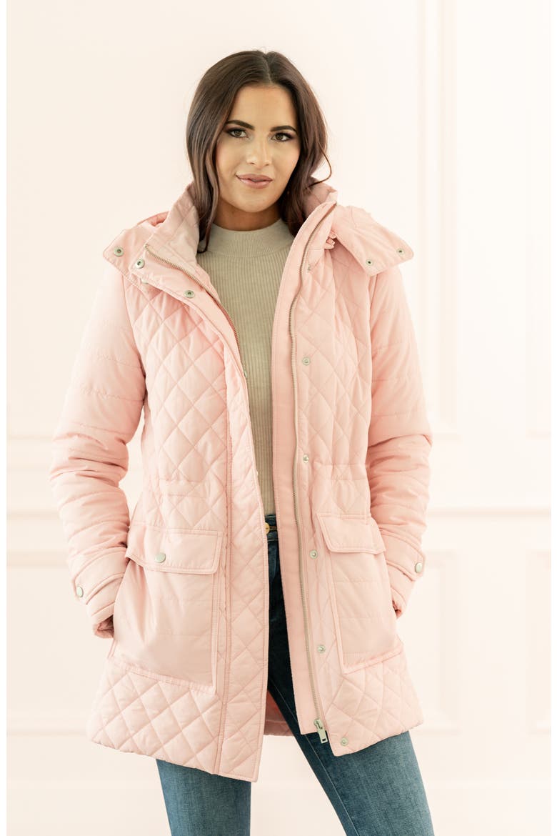 Quilted Hooded Parka, Main, color, PINK SILVER