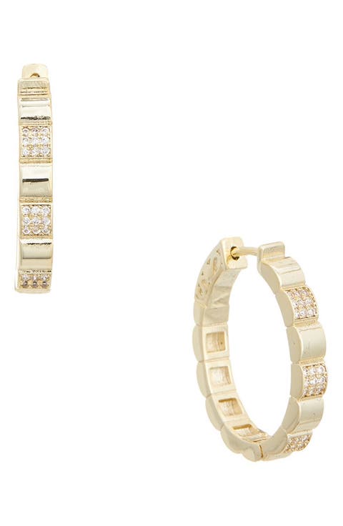 Pavé Cubic Zirconia Hoop Earrings
