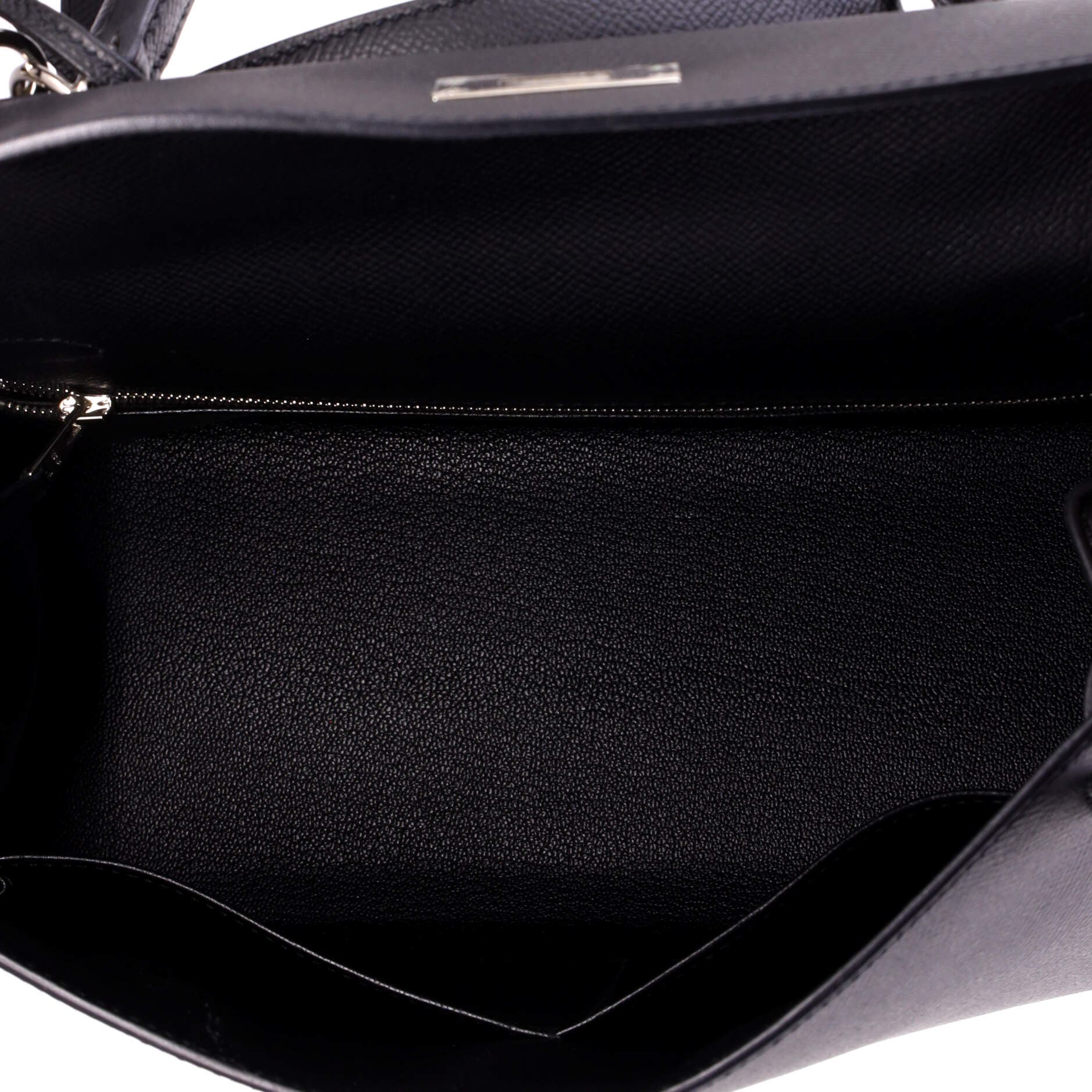 Pre-Owned Hermes Kelly Handbag Black Epsom with Palladium Hardware 28, Alternate, color, Noir