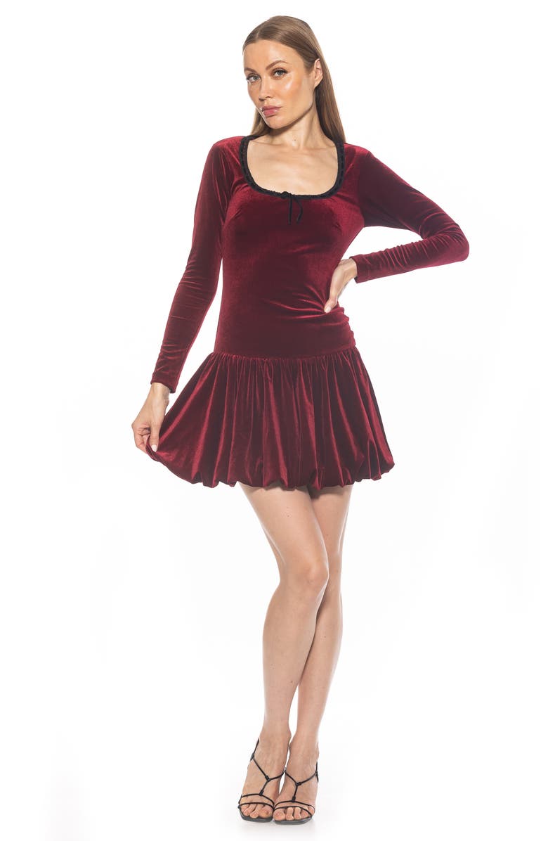 Alexia Admor Rach Lace Detail Velvet Dress, Alternate, color, Burgundy