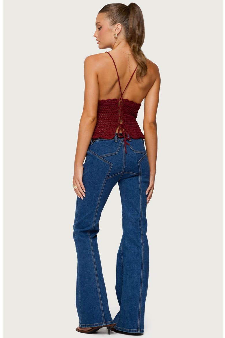 Starrie Seamed Low Rise Flare Jeans, Alternate, color, BLUE