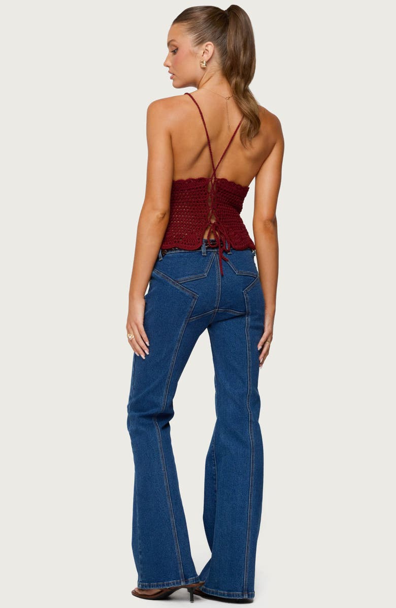 EDIKTED Starrie Seamed Low Rise Flare Jeans, Alternate, color, Blue