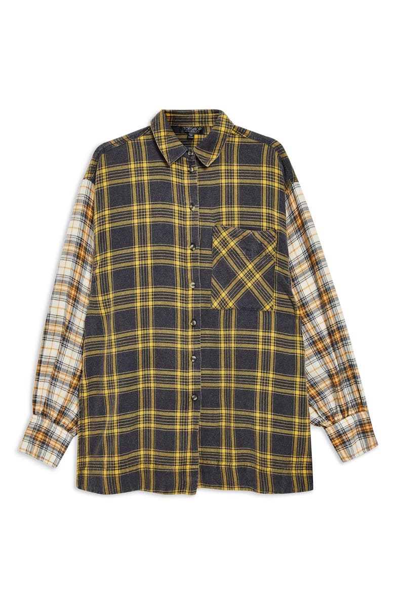 Topshop Mixed Plaid Oversized Shirt, Alternate, color, 