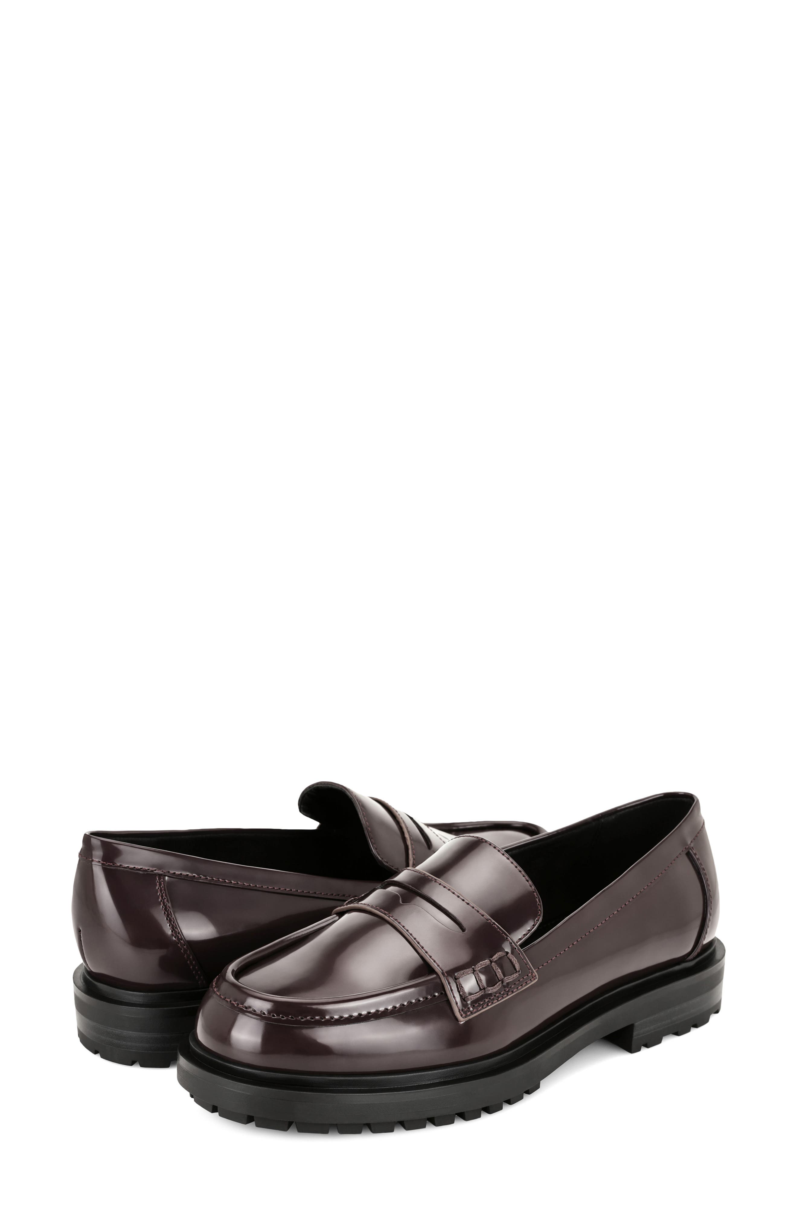 Teven Faux Leather Loafer, Alternate, color, DARK RED