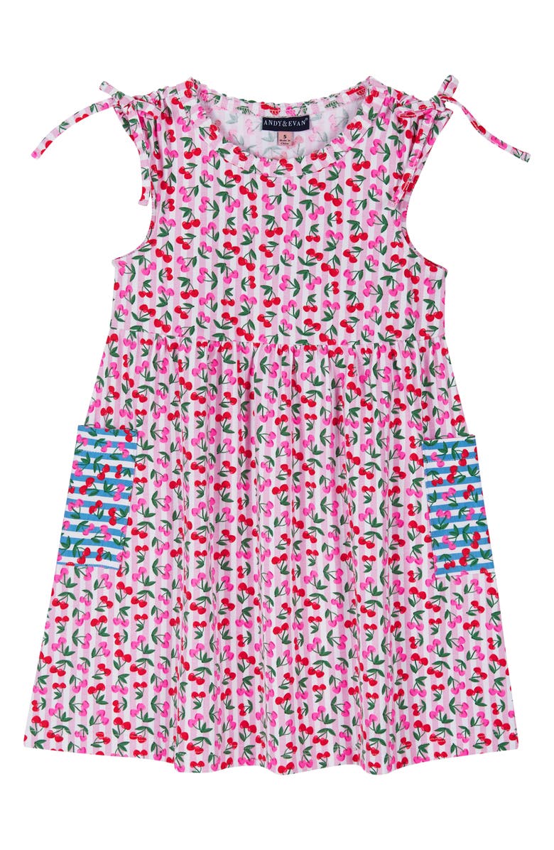 Andy & Evan Kids' Cherry Print Dress, Main, color, Pink Multi