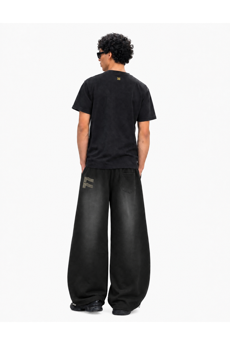 Washed Baggy Barrel Sweatpants, Alternate, color, Black