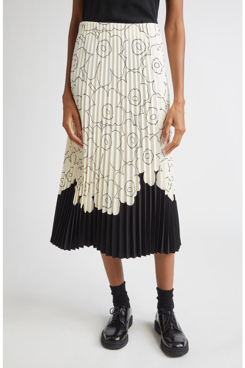 Piiru Piirto Unikko Placement Midi Skirt, Main, color, BLACK, OFF WHITE