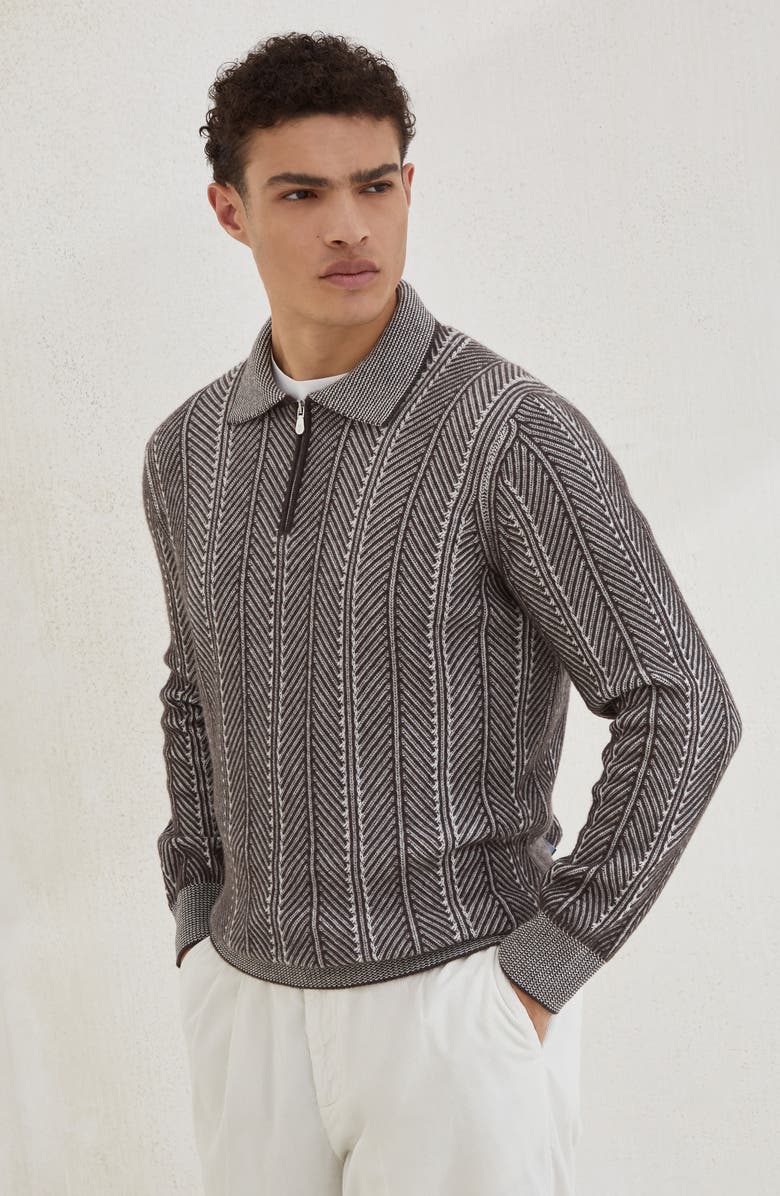 Brunello Cucinelli Vanisé polo shirt, Alternate, color, Brown