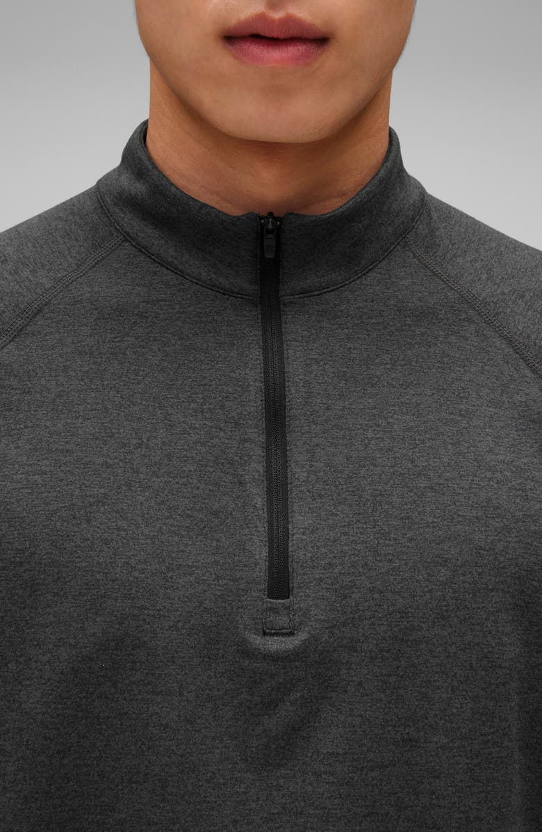 Reigning Champ Recovery Brushed Jersey Quarter Zip Pullover, Alternate, color, Heather Washed Black