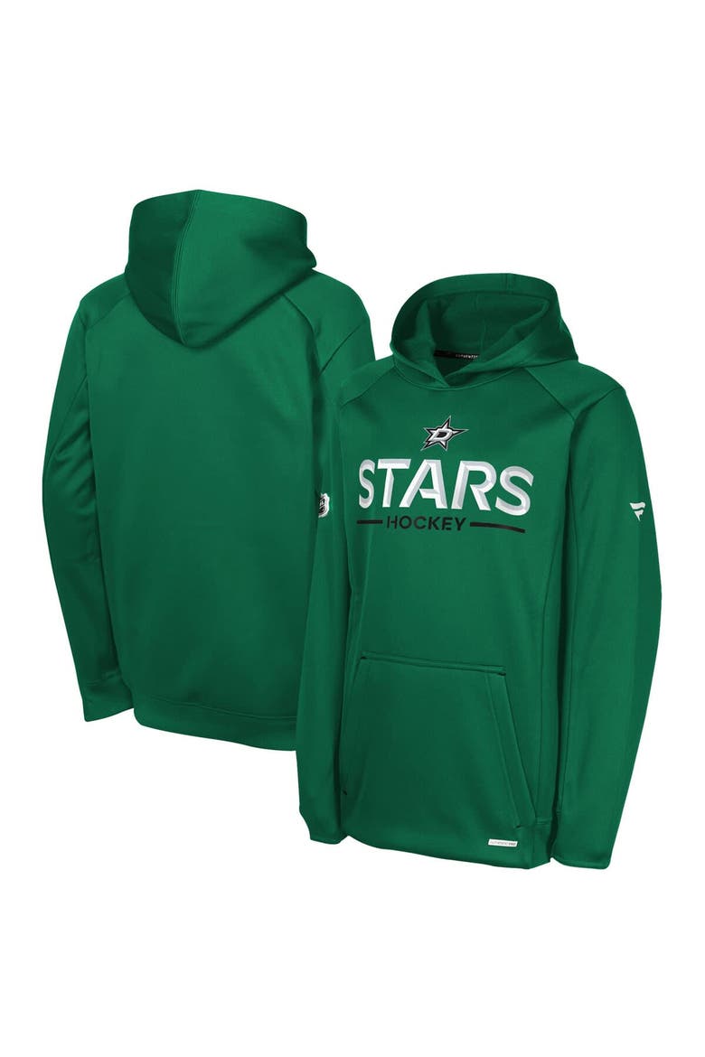 Youth Fanatics Kelly Green Dallas Stars Authentic Pro Rink Raglan Hoodie, Main, color, Kelly Green