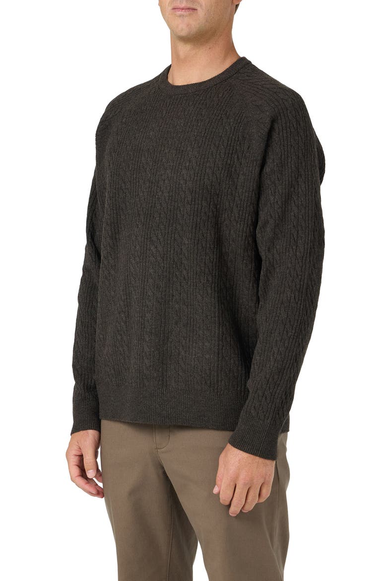 OG Cabled Crewneck Fisherman Sweater, Alternate, color, EARTH HEATHER