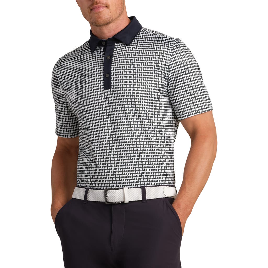 Rhone Golf Sport Geo Print Performance Polo In Black