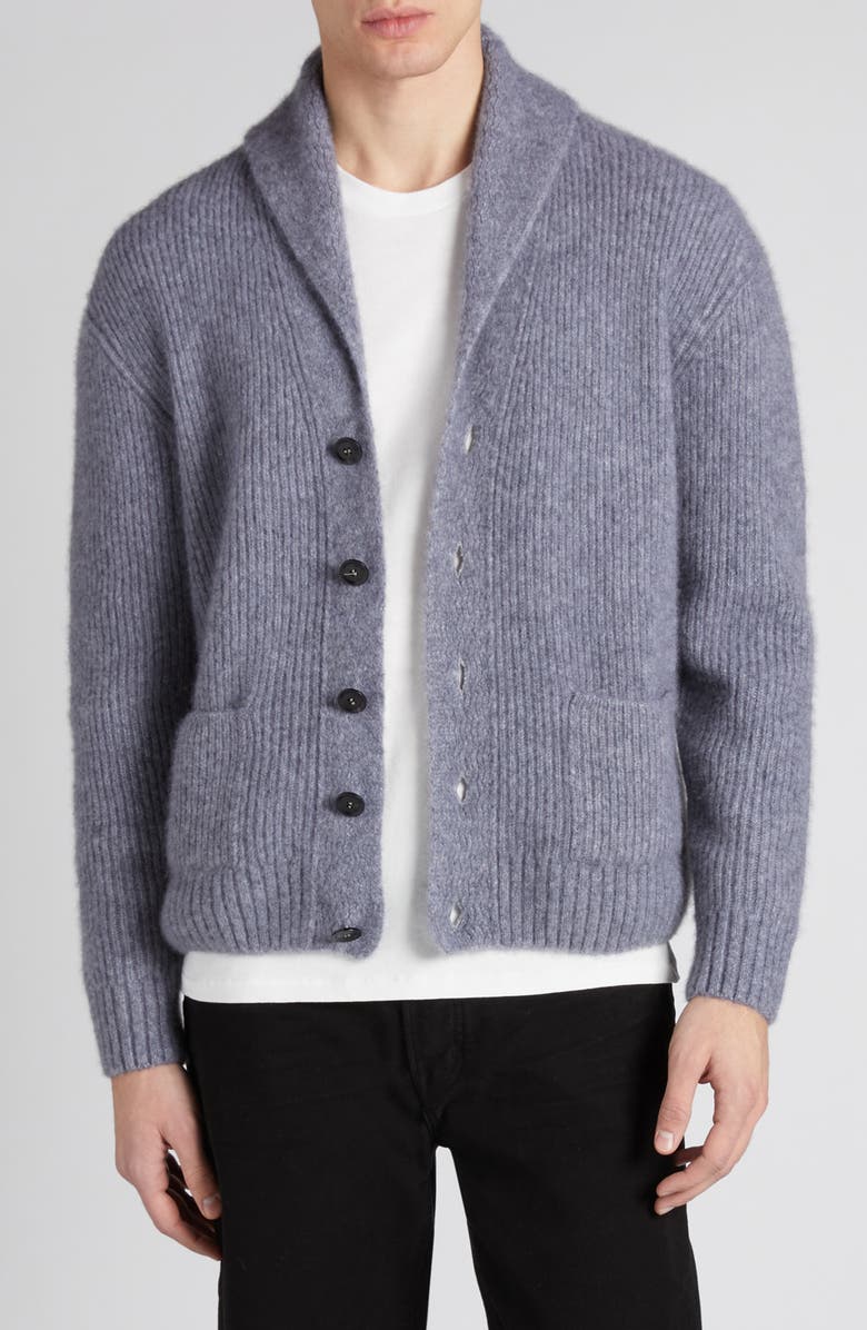 TOM FORD Shawl Collar Brushed Cashmere & Silk Cardigan, Main, color, Ig399 Ash Grey