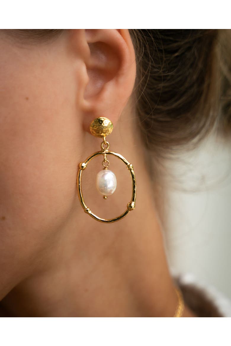 Sloane Drop Stud Earrings, Alternate, color, Brass