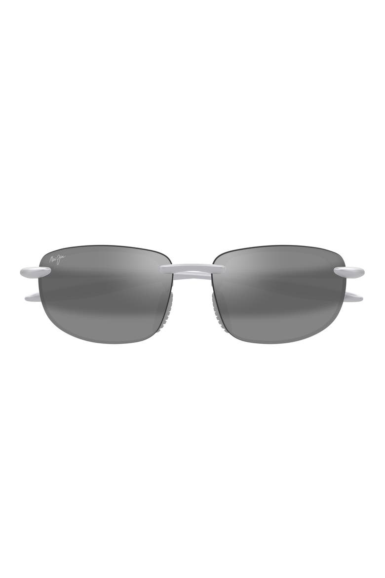 Hookipa 63mm PolarizedPlus®2 Rectangular Sunglasses, Main, color, METAL MATTE SILVER/ GREY
