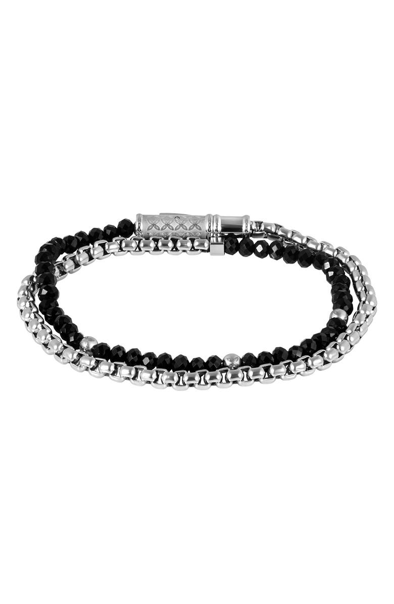 Thompson of London Black Agate Double Wrap Bracelet, Alternate, color, Black