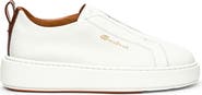 Santoni Tumbled Leather Slip-On Sneaker