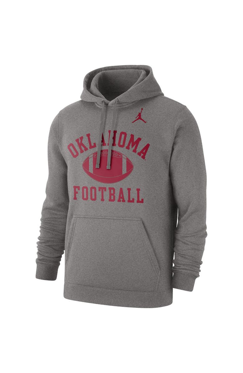 Jordan Brand Men's Jordan Brand Heathered Gray Oklahoma Sooners Football Club Pullover Hoodie, Alternate, color, 