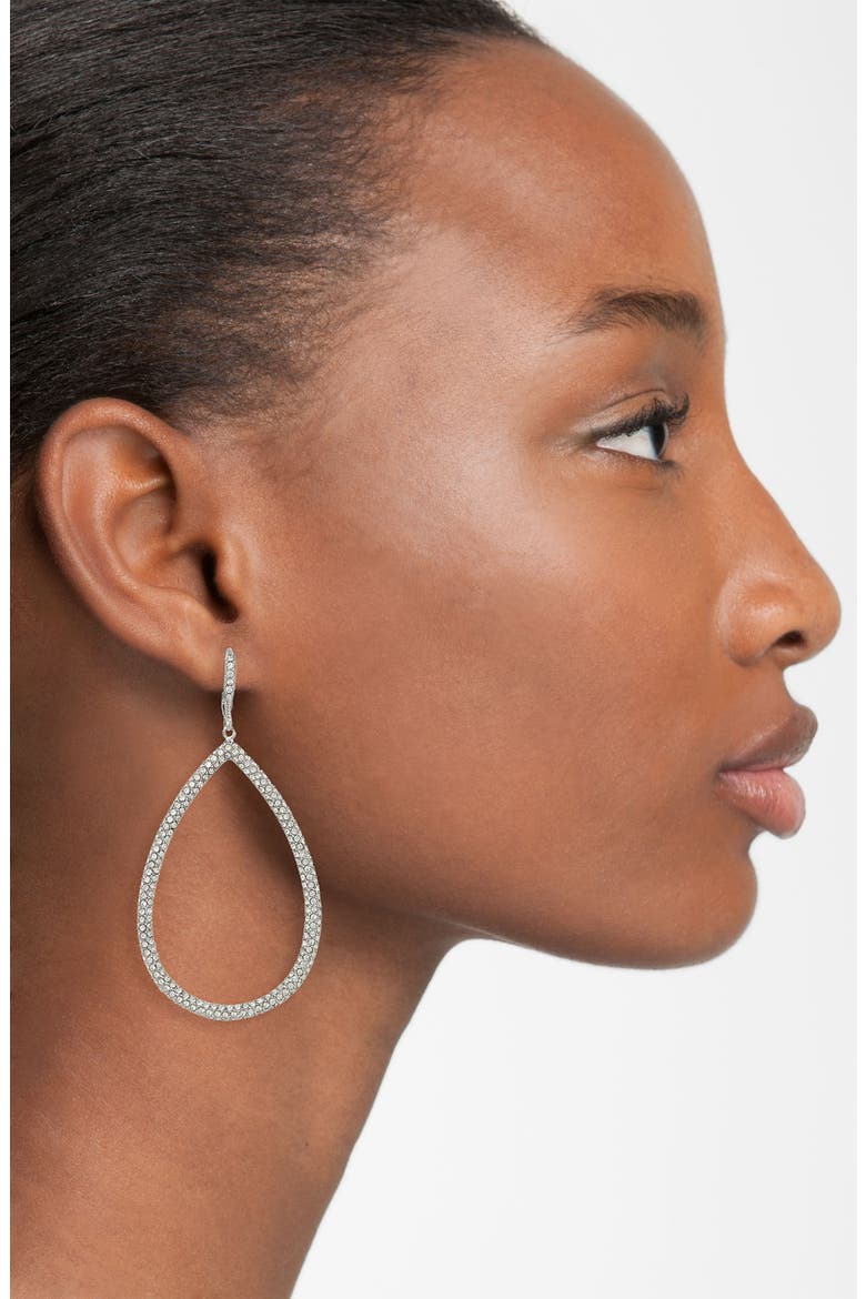 Pavé Open Teardrop Earrings, Alternate, color, BLACK DIAMOND
