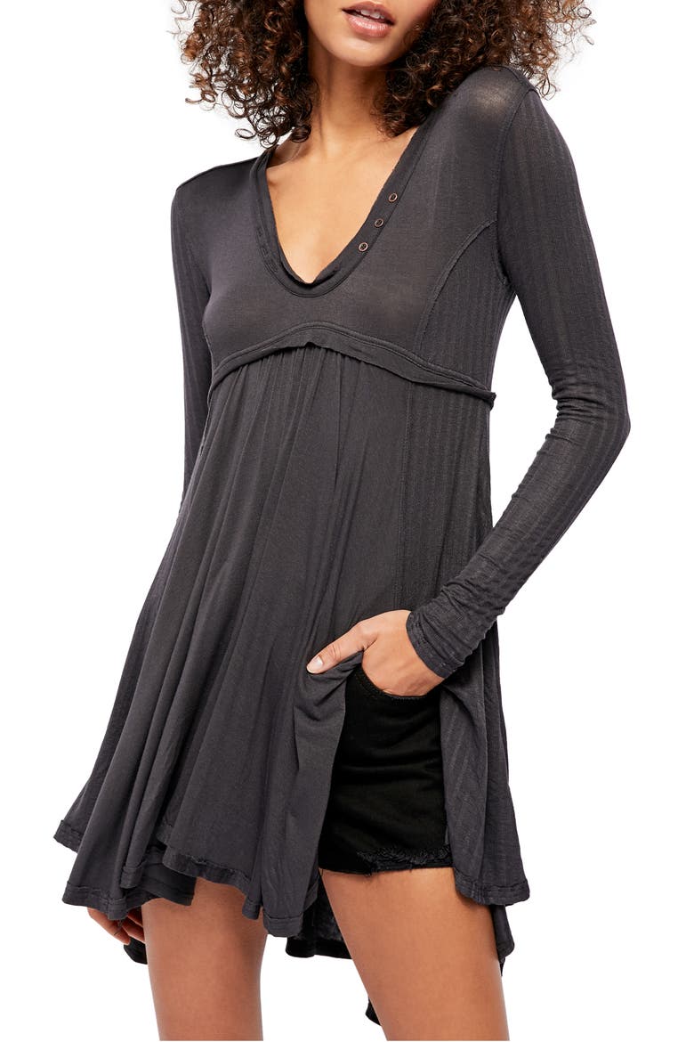Birdie Henley Tunic Top, Main, color, BLACK