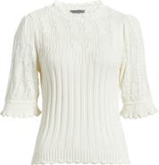 Wit & Wisdom Mixed Stitch Elbow Sleeve Sweater