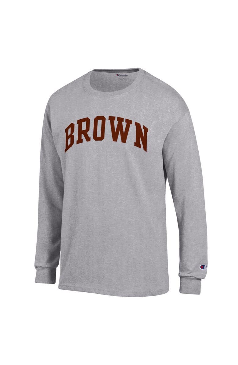 Champion Men's Champion  Heather Gray Brown Bears Basic Arch Long Sleeve T-Shirt, Alternate, color, Heather Gray