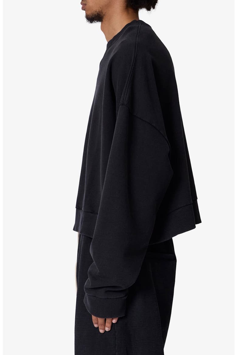 Crop Cotton Crewneck Sweatshirt, Alternate, color, WASHED BLACK