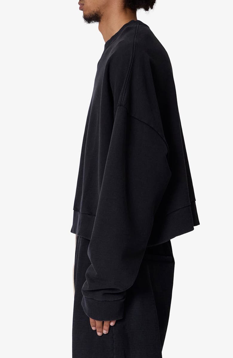 mnml Crop Cotton Crewneck Sweatshirt, Alternate, color, Washed Black