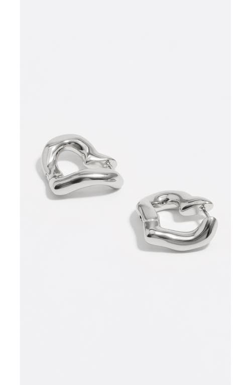 Bimba Y Lola Wide Heart Hoop Earrings In Silver