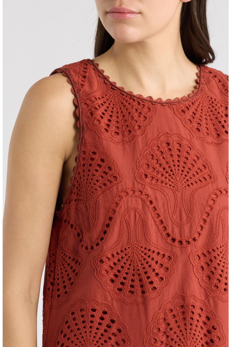 Cannes Eyelet Cotton Shift Minidress, Alternate, color, WINE