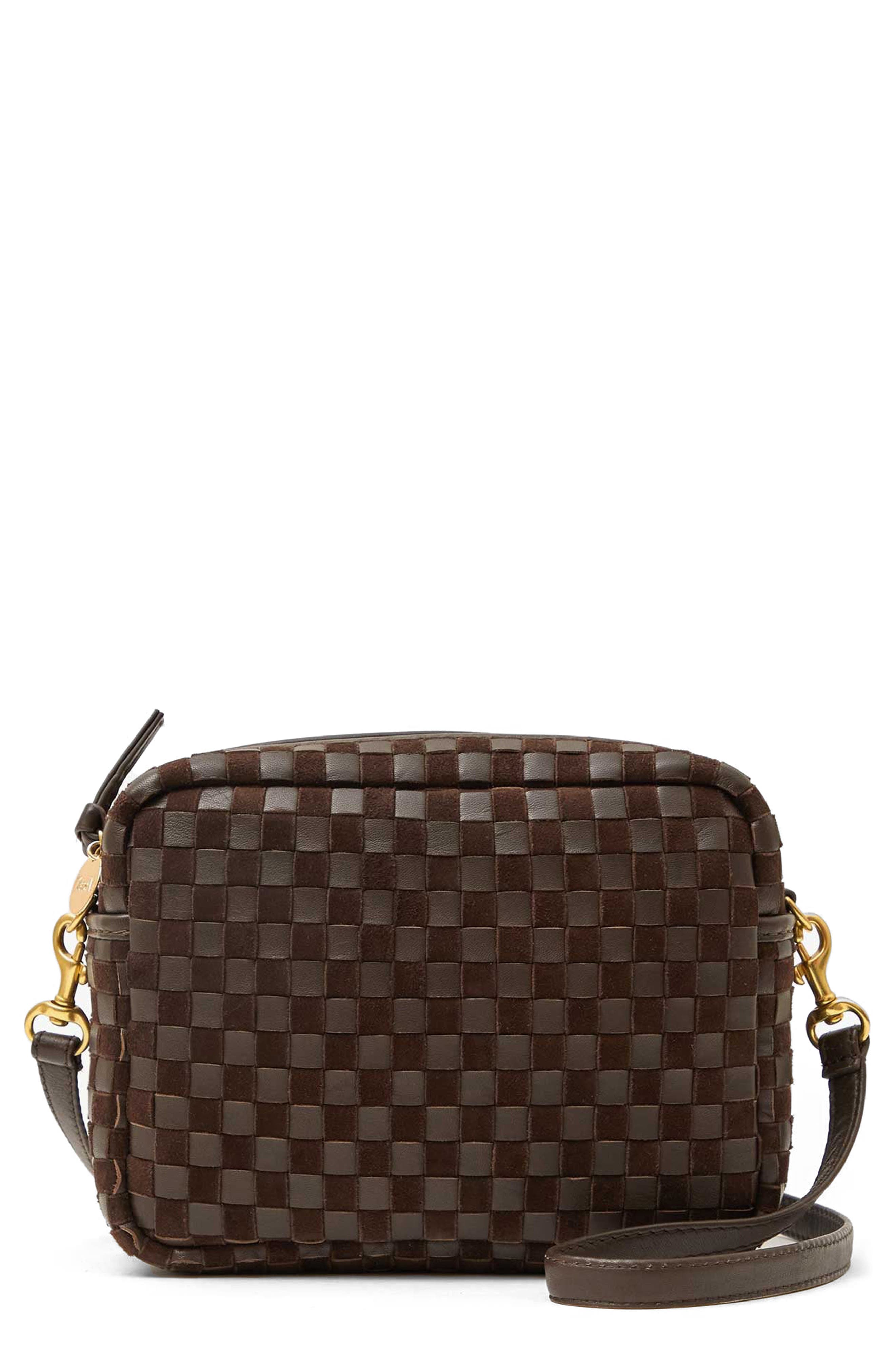 Clare V. Midi Sac Woven Leather Crossbody Bag, Main, color, 
