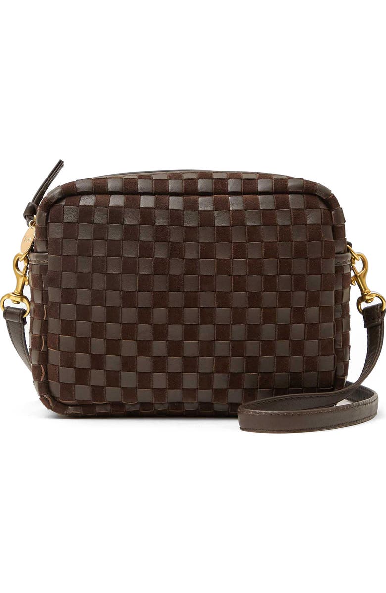 Clare V. Midi Sac Woven Leather Crossbody Bag, Main, color,