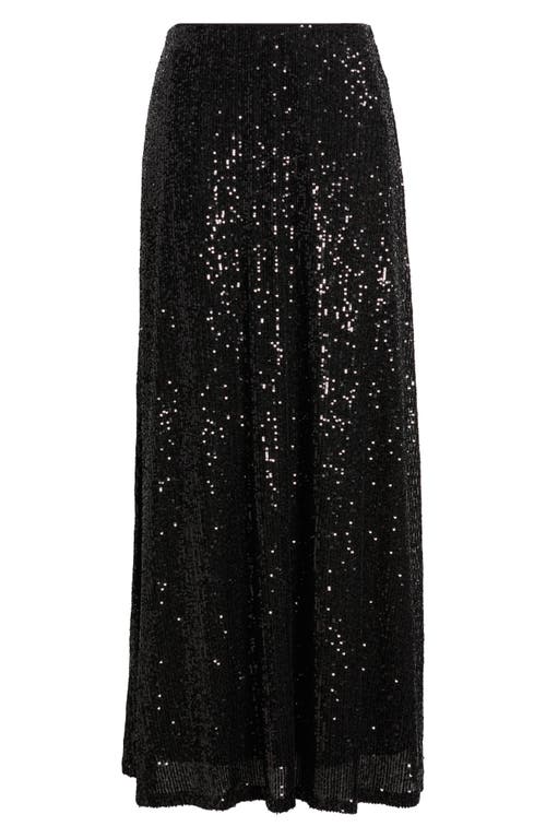 Anne Klein Pull-on Sequin Maxi Skirt In Black