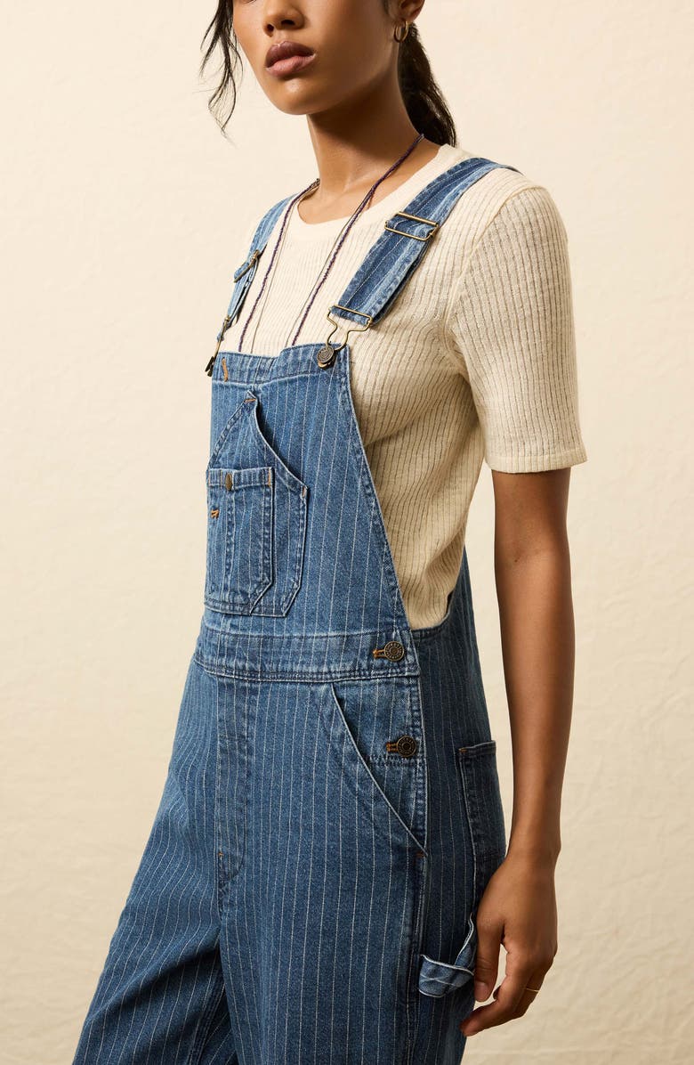 Faherty Riveter Stripe Denim Overalls, Alternate, color, Dusk Stripe Wash