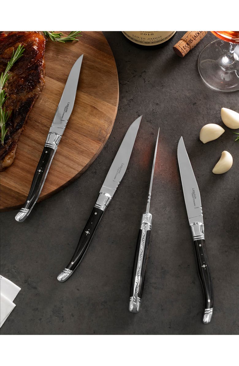 Goyon-Chazeau Set of 4 Laguiole Steak Knives, Alternate, color, Black