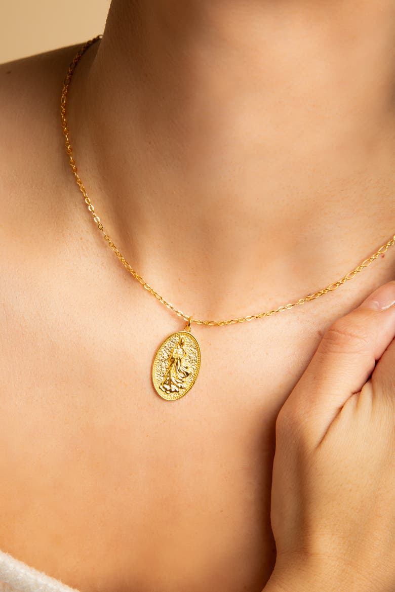Quan Yin Goddess of Compassion & Mercy Necklace, Alternate, color, Gold