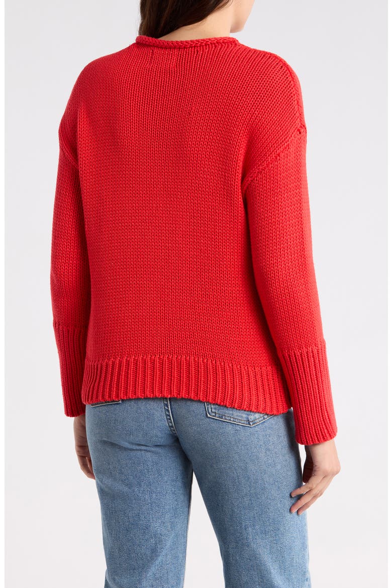 Rolled Neck Cotton Sweater, Alternate, color, RED ORANGE