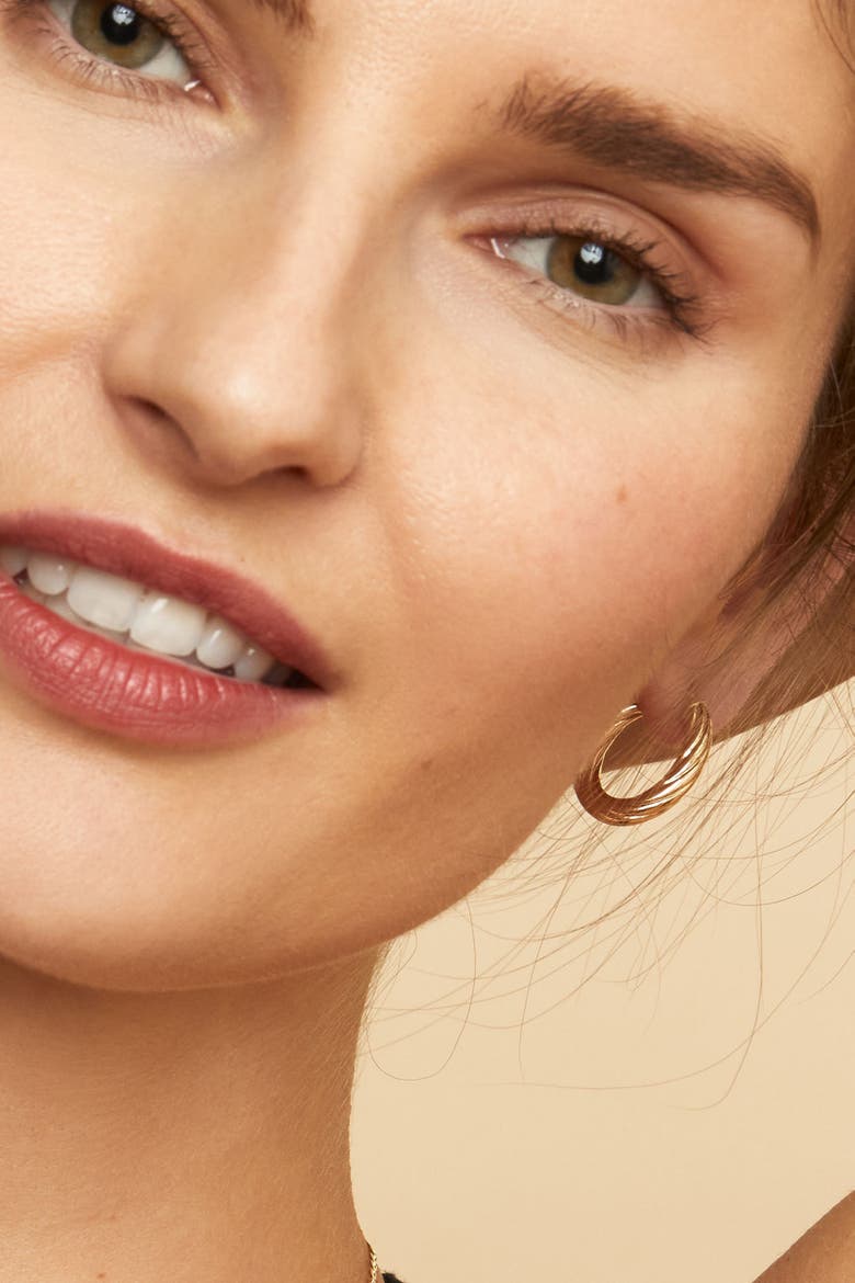10K Gold With a Twist Oval Hoops Earrings, Alternate, color, Yellow Gold