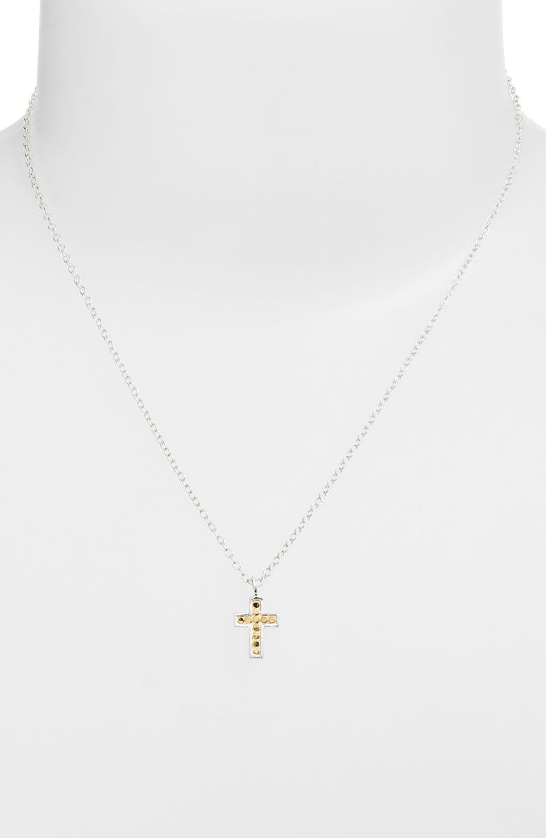 Anna Beck 'Gili' Reversible Mini Cross Necklace, Alternate, color, Two Tone