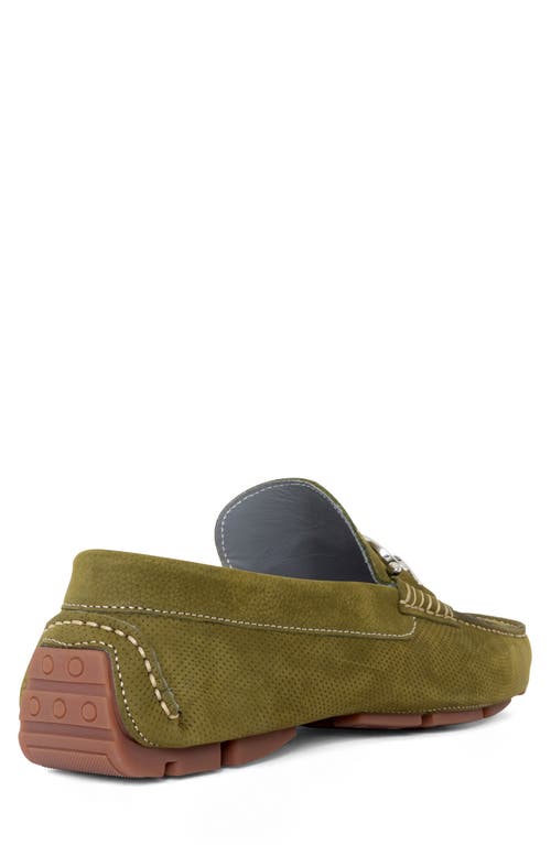 Donald Pliner Dacio Perforated Bit Loafer In Olive Green