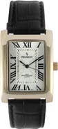 Peugeot Vintage Roman Numeral Tank Leather Watch - 43x30MM