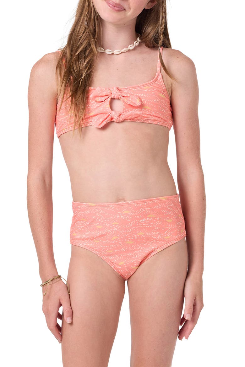 Kids' Sunshine Hanky Two-Piece Swimsuit, Main, color, FUSION CORAL