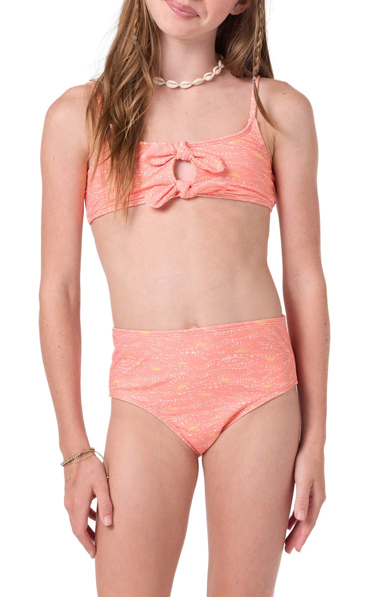 O'Neill Kids' Sunshine Hanky Two-Piece Swimsuit, Main, color, Fusion Coral